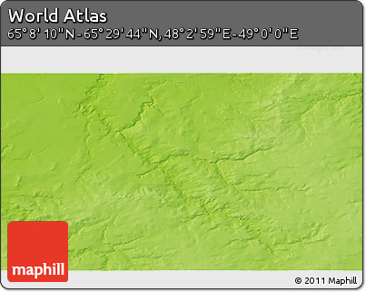 Physical 3D Map of the Area around 65° 18' 57" N, 48° 31' 29" E