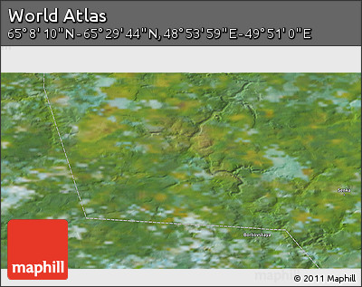 Satellite 3D Map of the Area around 65° 18' 57" N, 49° 22' 30" E