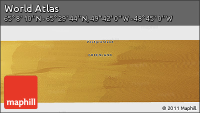 Physical Panoramic Map of the Area around 65° 18' 57" N, 49° 13' 30" W