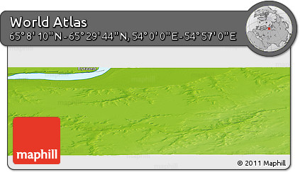 Physical Panoramic Map of the Area around 65° 18' 57" N, 54° 28' 30" E