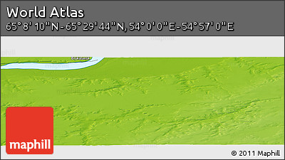 Physical Panoramic Map of the Area around 65° 18' 57" N, 54° 28' 30" E