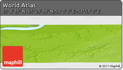 Physical Panoramic Map of the Area around 65° 18' 57" N, 54° 28' 30" E