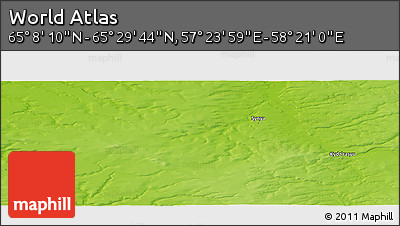Physical Panoramic Map of the Area around 65° 18' 57" N, 57° 52' 30" E