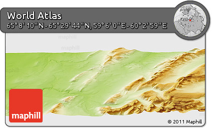 Physical Panoramic Map of the Area around 65° 18' 57" N, 59° 34' 30" E
