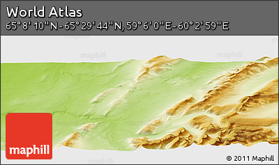 Physical Panoramic Map of the Area around 65° 18' 57" N, 59° 34' 30" E