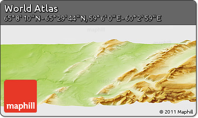 Physical Panoramic Map of the Area around 65° 18' 57" N, 59° 34' 30" E