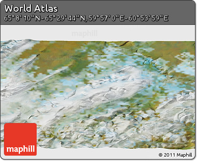 Satellite 3D Map of the Area around 65° 18' 57" N, 60° 25' 29" E