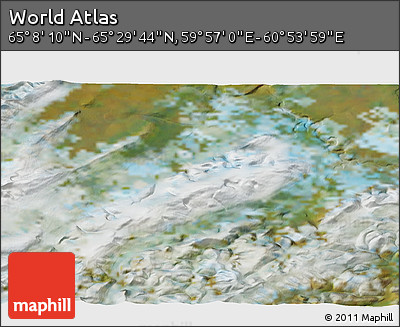 Satellite 3D Map of the Area around 65° 18' 57" N, 60° 25' 29" E