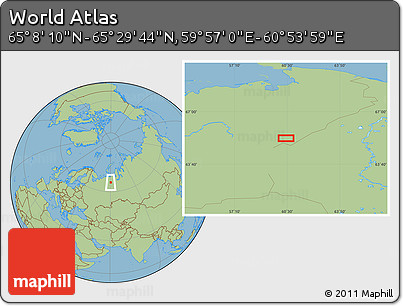 Savanna Style Location Map of the Area around 65° 18' 57" N, 60° 25' 29" E