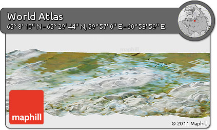 Satellite Panoramic Map of the Area around 65° 18' 57" N, 60° 25' 29" E