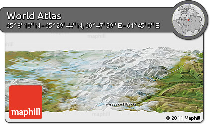 Satellite Panoramic Map of the Area around 65° 18' 57" N, 61° 16' 29" E
