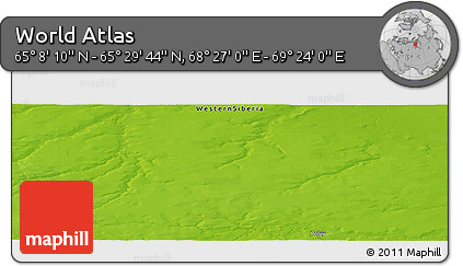 Physical Panoramic Map of the Area around 65° 18' 57" N, 68° 55' 30" E