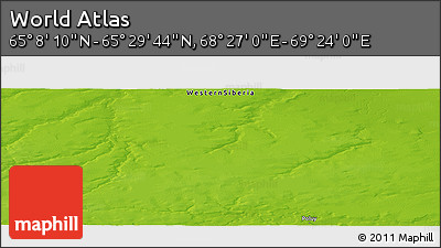 Physical Panoramic Map of the Area around 65° 18' 57" N, 68° 55' 30" E