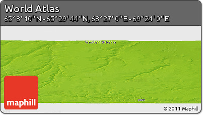 Physical Panoramic Map of the Area around 65° 18' 57" N, 68° 55' 30" E