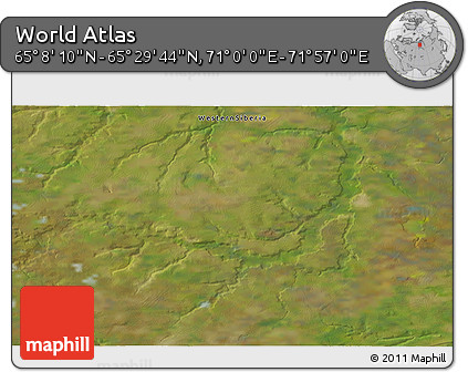 Satellite 3D Map of the Area around 65° 18' 57" N, 71° 28' 29" E