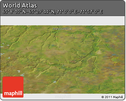 Satellite 3D Map of the Area around 65° 18' 57" N, 71° 28' 29" E