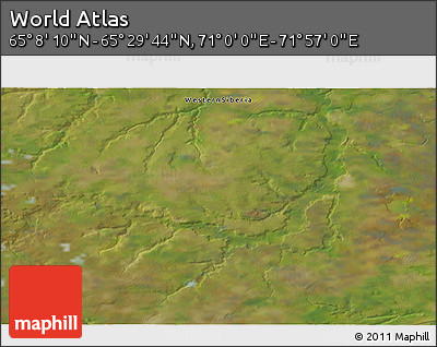 Satellite 3D Map of the Area around 65° 18' 57" N, 71° 28' 29" E