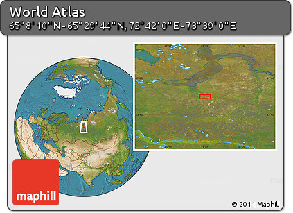 Satellite Location Map of the Area around 65° 18' 57" N, 73° 10' 30" E