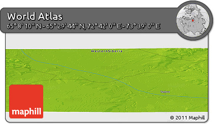 Physical Panoramic Map of the Area around 65° 18' 57" N, 73° 10' 30" E