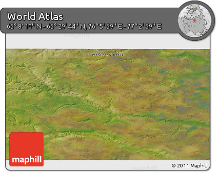 Satellite 3D Map of the Area around 65° 18' 57" N, 76° 34' 29" E