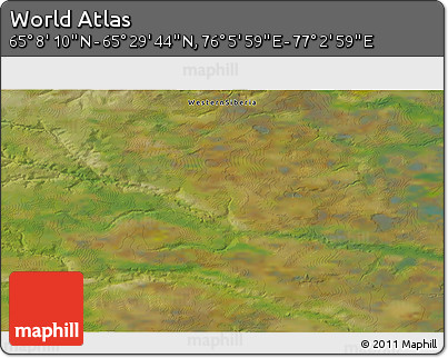 Satellite 3D Map of the Area around 65° 18' 57" N, 76° 34' 29" E