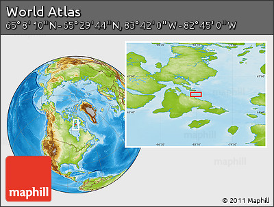 Physical Location Map of the Area around 65° 18' 57" N, 83° 13' 29" W