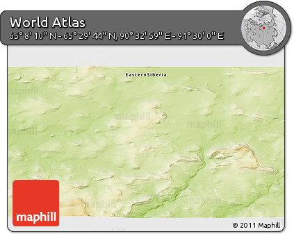 Physical 3D Map of the Area around 65° 18' 57" N, 91° 1' 30" E