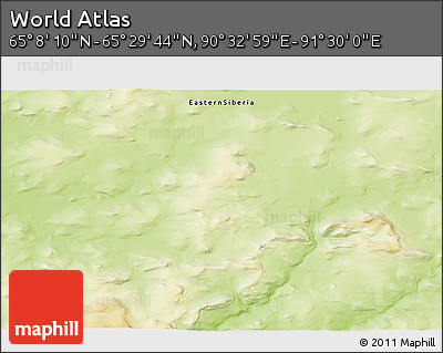 Physical 3D Map of the Area around 65° 18' 57" N, 91° 1' 30" E