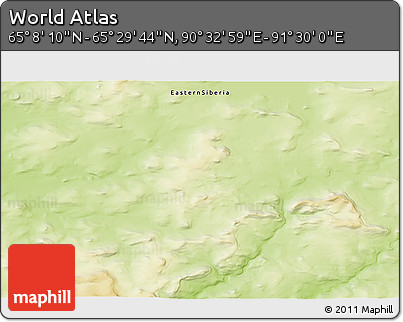 Physical 3D Map of the Area around 65° 18' 57" N, 91° 1' 30" E