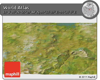 Satellite 3D Map of the Area around 65° 18' 57" N, 91° 1' 30" E