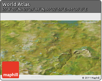 Satellite 3D Map of the Area around 65° 18' 57" N, 91° 1' 30" E