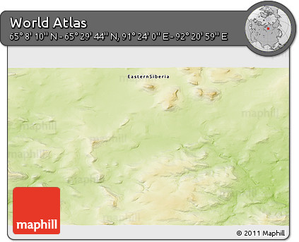 Physical 3D Map of the Area around 65° 18' 57" N, 91° 52' 30" E
