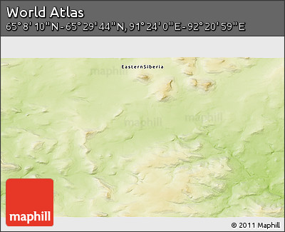 Physical 3D Map of the Area around 65° 18' 57" N, 91° 52' 30" E