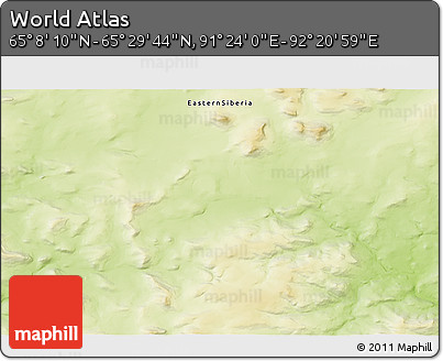 Physical 3D Map of the Area around 65° 18' 57" N, 91° 52' 30" E