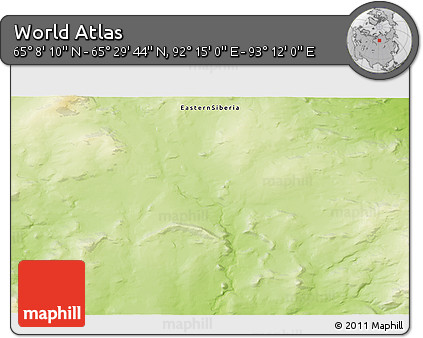 Physical 3D Map of the Area around 65° 18' 57" N, 92° 43' 29" E