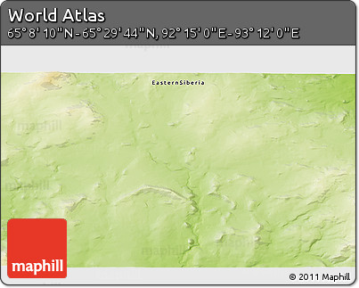 Physical 3D Map of the Area around 65° 18' 57" N, 92° 43' 29" E