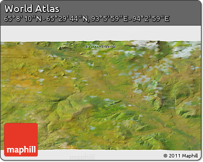 Satellite 3D Map of the Area around 65° 18' 57" N, 93° 34' 29" E