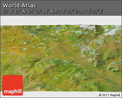 Satellite 3D Map of the Area around 65° 18' 57" N, 93° 34' 29" E