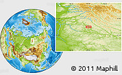 Physical Location Map of the area around 65° 18' 57" N, 93° 34' 29" E