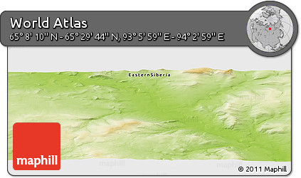 Physical Panoramic Map of the Area around 65° 18' 57" N, 93° 34' 29" E