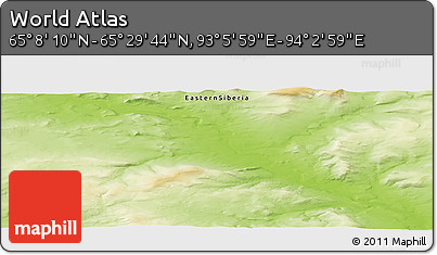 Physical Panoramic Map of the Area around 65° 18' 57" N, 93° 34' 29" E