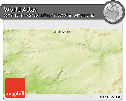 Physical 3D Map of the Area around 65° 18' 57" N, 94° 25' 30" E