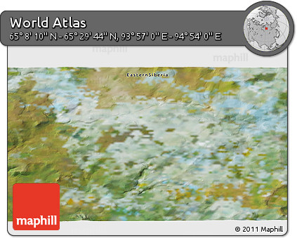 Satellite 3D Map of the Area around 65° 18' 57" N, 94° 25' 30" E