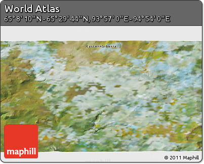 Satellite 3D Map of the Area around 65° 18' 57" N, 94° 25' 30" E