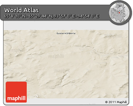 Shaded Relief 3D Map of the Area around 65° 18' 57" N, 94° 25' 30" E