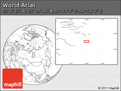 Blank Location Map of the Area around 65° 18' 57" N, 94° 25' 30" E