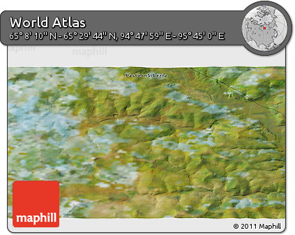 Satellite 3D Map of the Area around 65° 18' 57" N, 95° 16' 30" E