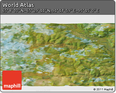 Satellite 3D Map of the Area around 65° 18' 57" N, 95° 16' 30" E