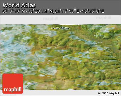 Satellite 3D Map of the Area around 65° 18' 57" N, 95° 16' 30" E