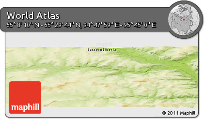 Physical Panoramic Map of the Area around 65° 18' 57" N, 95° 16' 30" E